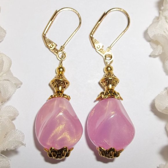 wvluckygirl Jewelry - Pink & Gold Beaded Earrings Handmade NWT Set 5147